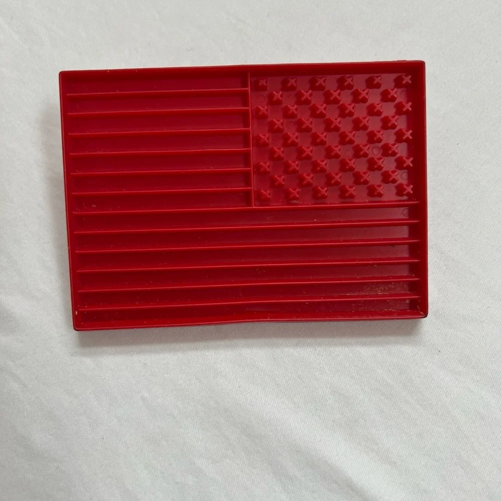 6 Cookie Cutters Red Plastic Vintage Pig Bunny Clown Turkey Flag Christmas Tree